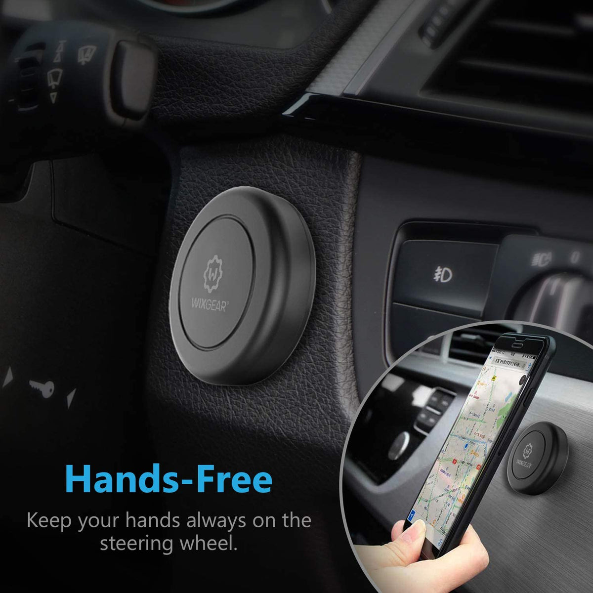 WixGear Universal Flat Stick On (2 Pack) Dashboard Magnetic Car Mount Holder for Cell Phones and Mini Tablets