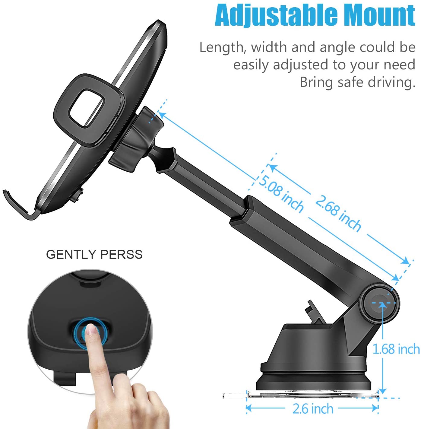 Phone Holder for Car, WixGear Universal Dashboard Windshield Phone Car Suction Cup Mount Holder