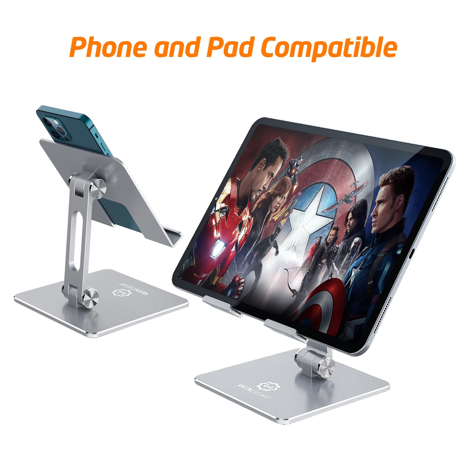 iPad Stand and Tablet Stand for Desk, WixGear Aluminum Metal Tablet Holder for Desk, Angle Height Adjustable Ipad Holder