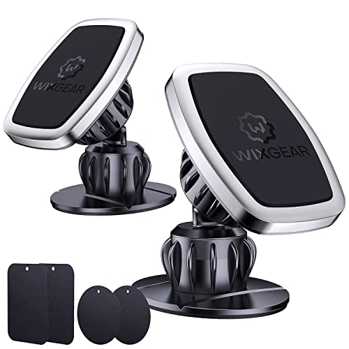 WixGear Universal Stick On Swivel Mount (2 Pack) Dashboard Magnetic Phone Holder for Car, For Cell Phones With Fast Swift-snap