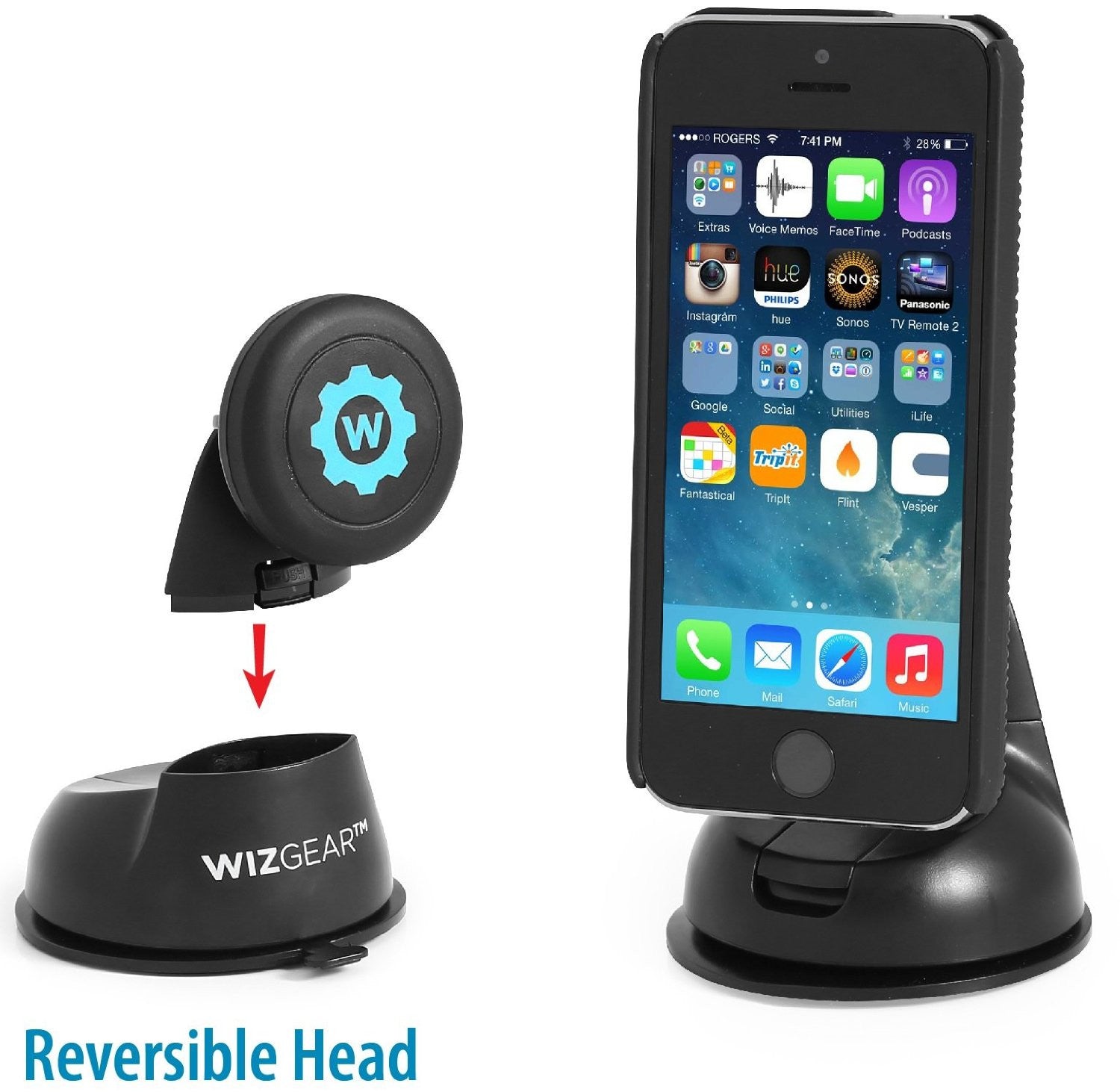 WixGear Universal Magnetic Car Mount Holder, Windshield Mount and Dashboard Mount Holder for Cell Phones with Fast Swift-snap™ Technology