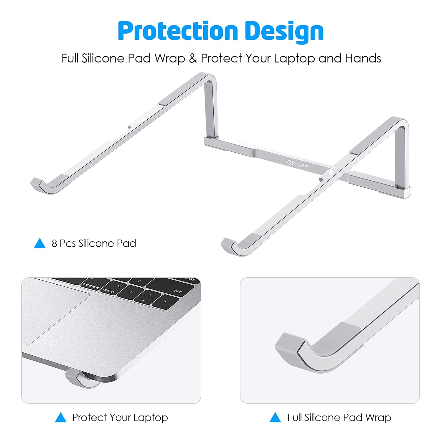 WixGear Laptop Stand for Desk, Adjustable Foldable Lightweight Aluminum Laptop Holder Riser, Flat Folding for Storage/Travel