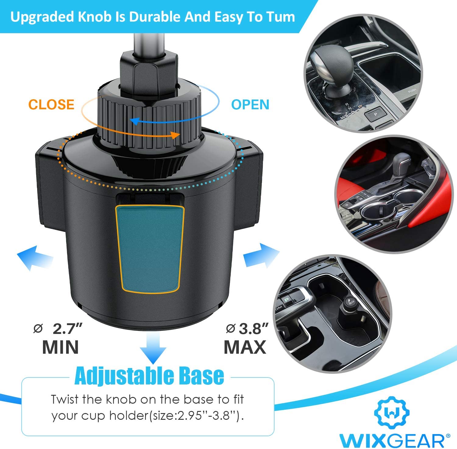 Wireless Car Charger, WixGear Auto-Clamping Fast Wireless Car Charger, Cup Phone Holder for Car, 10W Qi Fast Charging