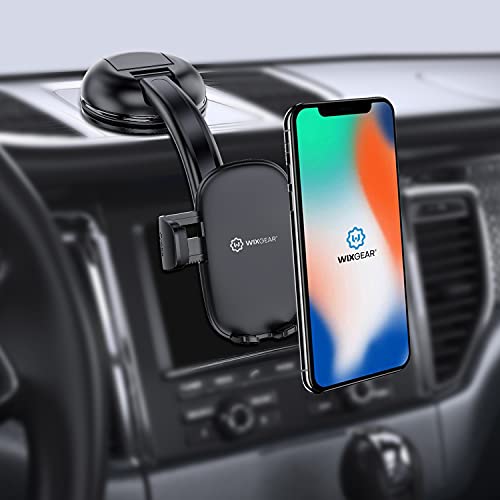 WixGear Universal Dashboard Curved Phone Car Suction Mount Holder for Car 360 Degree Rotation Compatible with All Phones