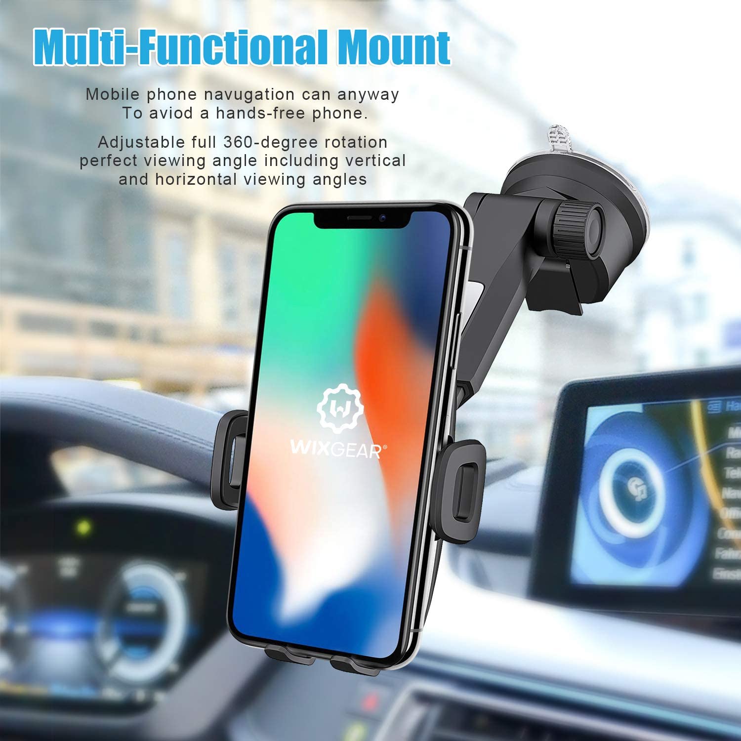 Phone Holder for Car, WixGear Universal Dashboard Windshield Phone Car Suction Cup Mount Holder