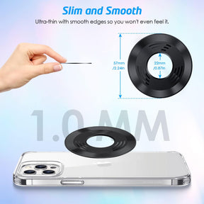 WixGear Adhesive Metal Ring for Phone Case Cover, Thin Sticker Compatible to Magsafe Metallic Plate for iPhone 14 13 12 Pro Max Mini Sticky Round Piece for Magnetic Grip Holder (4 Pack)