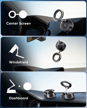 WixGear MagSafe Car Mount, Suction Cup Dashboard & Windshield Phone Holder, Magnetic iPhone Car Mount for MagSafe Series, 360° Adjustable Magnetic Phone Holder for Car, Carbon Fiber