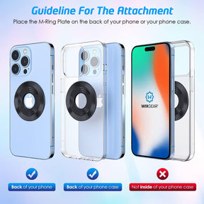 WixGear Adhesive Metal Ring for Phone Case Cover, Thin Sticker Compatible to Magsafe Metallic Plate for iPhone 14 13 12 Pro Max Mini Sticky Round Piece for Magnetic Grip Holder (4 Pack)