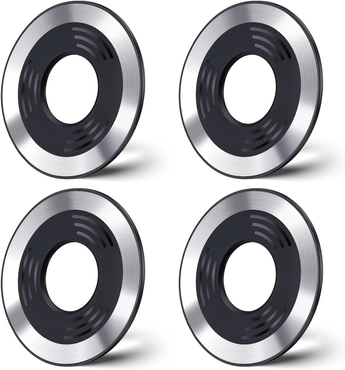 WixGear Adhesive Metal Ring for Phone Case Cover, Thin Sticker Compatible to Magsafe Metallic Plate for iPhone 14 13 12 Pro Max Mini Sticky Round Piece for Magnetic Grip Holder (4 Pack)