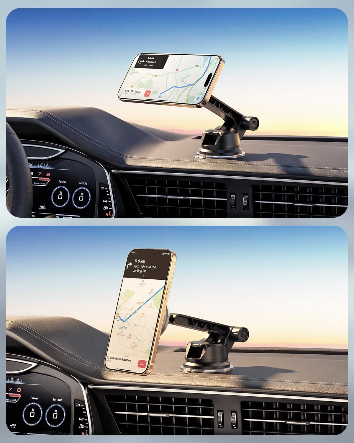 WixGear for MagSafe Car Mount - 78+LBs Dashboard Phone Holder - Dashboard Long Handle Adjustable Magnetic Cell Stand for iPhone 17 16 15 14 13 12 Pro Max - Dashboard Compatible Vehicle Accessory