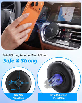 WixGear Magnetic Phone Holder for Car [2 Pack], Universal Air Vent Magnetic Phone Mount, Compatible with MagSafe Phones Using Adapter Ring or Plate, Includes 2 Metal Plates