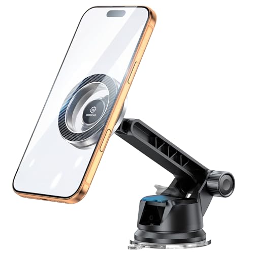 WixGear for MagSafe Car Mount - 78+LBs Dashboard Phone Holder - Dashboard Long Handle Adjustable Magnetic Cell Stand for iPhone 17 16 15 14 13 12 Pro Max - Dashboard Compatible Vehicle Accessory