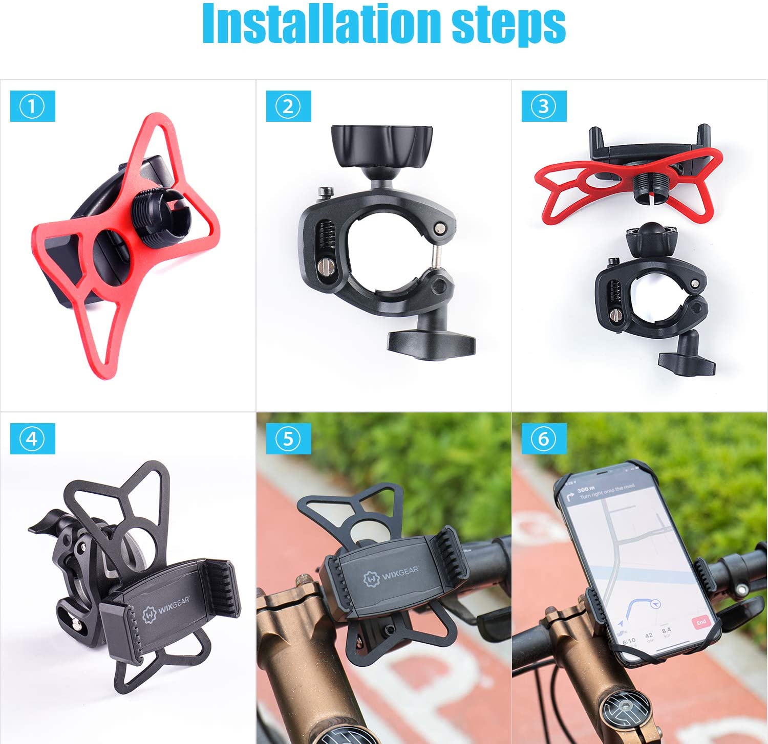 WixGear Universal Bike Phone Holder and Motorcycle Phone Mount