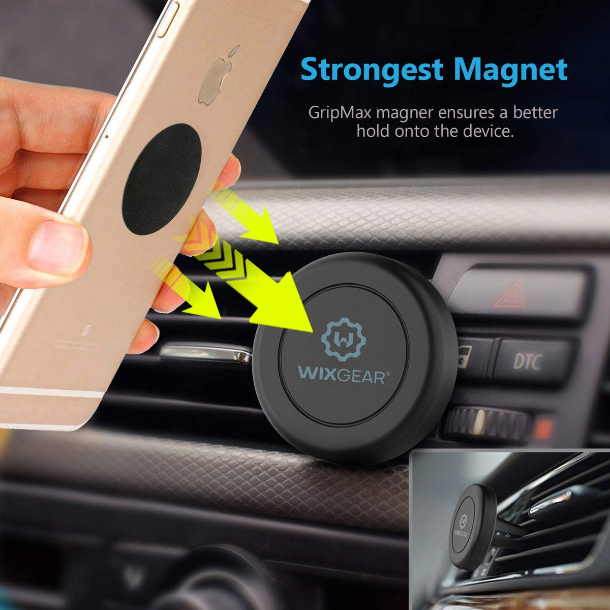 WixGear Universal Twist-lock Mount Air vent Magnetic Car Mount Holder, for Cell Phones and Mini Tablets