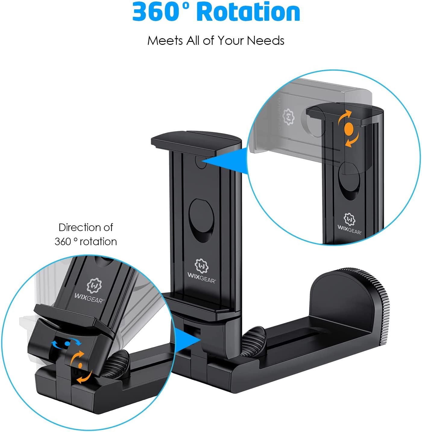 WixGear Airplane in Flight Tablet Phone Mount, For Desk with Multi-Directional Dual 360 Degree Rotation, Pocket Size Travel for Flying
