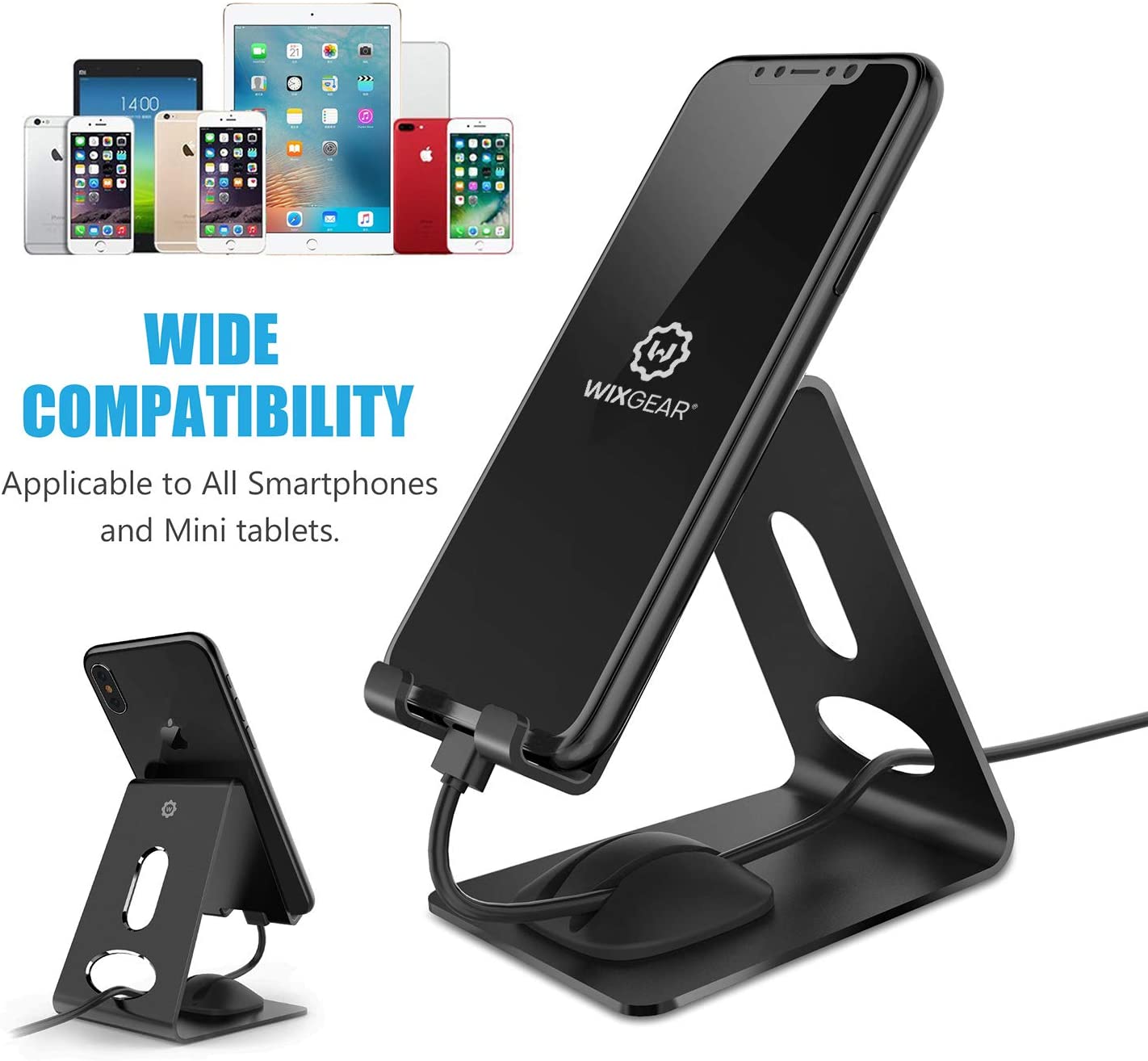 Phone Stand, WixGear Premium Phone Holder for iPhones, Android Smartphones & Mini Tablets