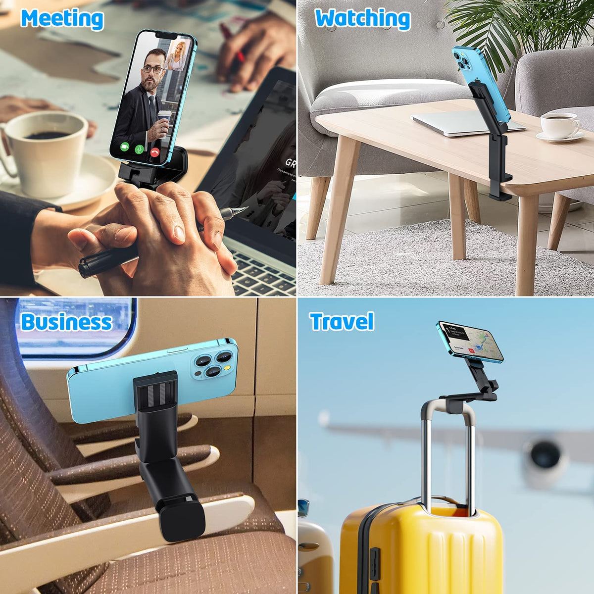 WixGear Magnetic Airplane in Flight Tablet Phone Mount, With Multi-Directional Dual 360 Degree Rotation, Pocket Size Travel For Flying