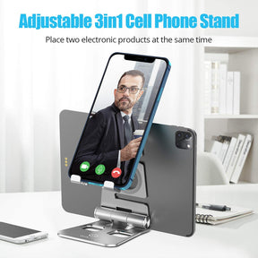 WixGear Cell Phone Stand, 3 in 1 Foldable Aluminum Phone Stand & Tablet Stand for Desktop Holder