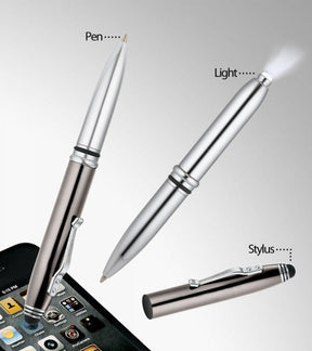WixGear 3-in-1 Stylus Pen - Stylus Pen for Touch Screens with LED Flashlight and Pen (Gunmetal)