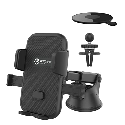 WixGear Universal Phone Holder for Car, Windshield Mount and Dashboard Mount Holder for Cell Phones and Tablets