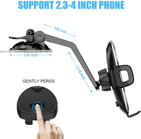 Phone Holder for Car, WixGear Universal Dashboard Curved Phone Car Suction Cup Mount Holder for Cell Phone 360 Degree Rotation