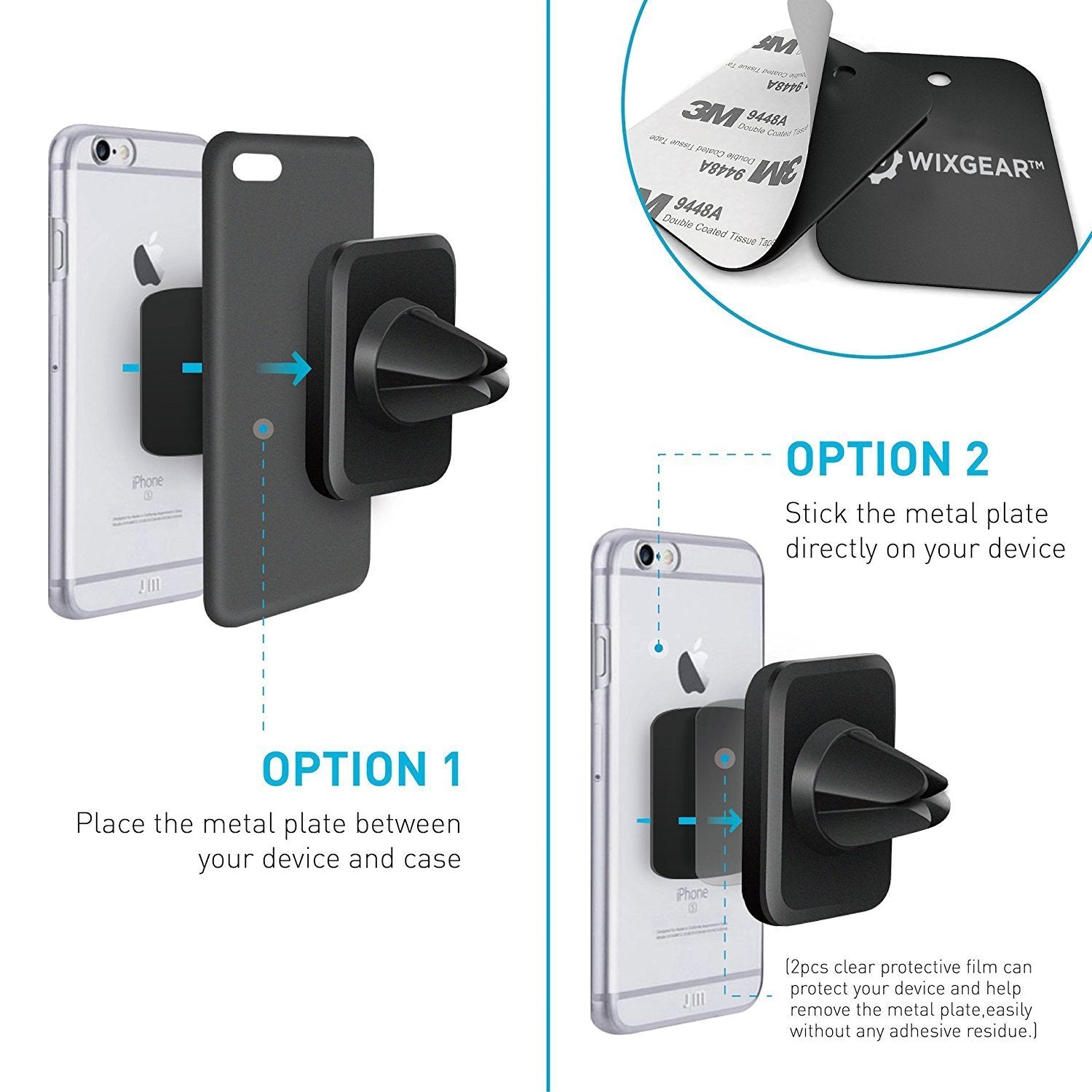 WixGear [2 PACK] Universal Air Vent Magnetic Car Mount Phone Holder, for Cell Phones and Mini Tablets