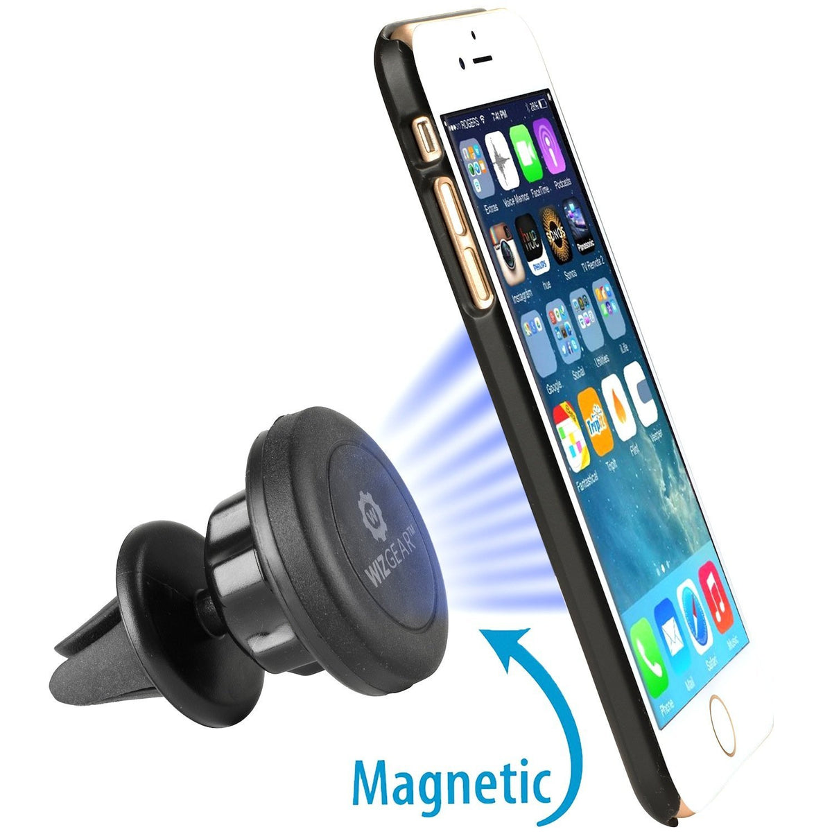 WizGear Universal Air Vent Magnetic Car Mount Holder, for Cell Phones and Mini-Tablets With Swivel Head