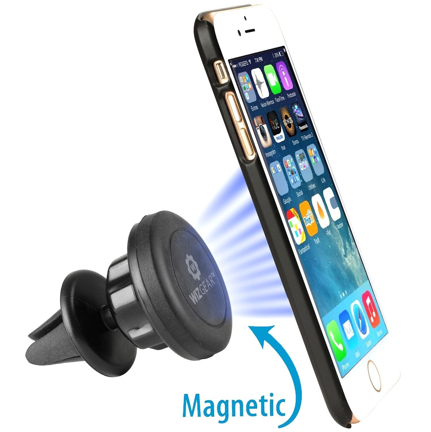 WizGear Universal Air Vent Magnetic Car Mount Holder, for Cell Phones and Mini-Tablets With Swivel Head