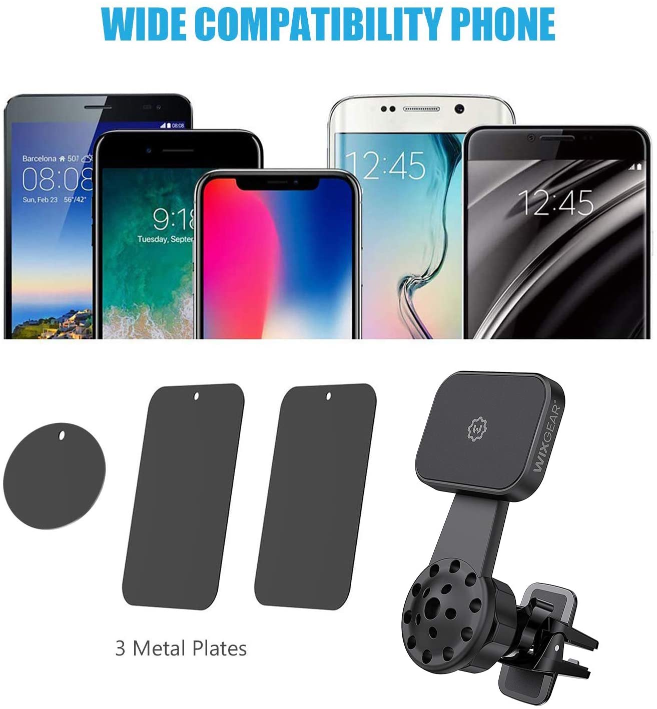 WixGear Universal Air Vent Twist Hole Magnetic Phone Holder for Car, for All Cell Phones