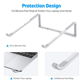 WixGear Laptop Stand for Desk, Adjustable Foldable Lightweight Aluminum Laptop Holder Riser, Flat Folding for Storage/Travel