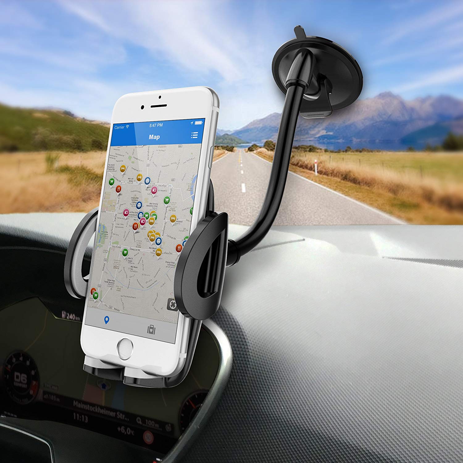 WixGear 3-in-1 Universal Car Phone Mount Phone Holder for Car, Cell Phone Car Mount Air Vent Holder with Dashboard Mount