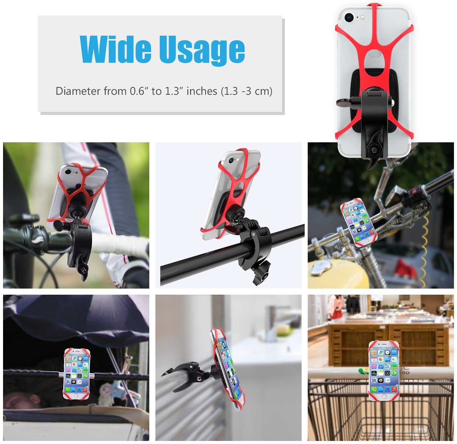 WixGear Universal Magnetic Bicycle & Motorcycle Handlebar Phone Holder for Cell Phones and GPS