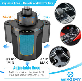 WixGear Cup Phone Holder for Car, Car Cup Holder Phone Mount Adjustable Automobile Cup Holder Smart Phone Cradle Car Cup Mount