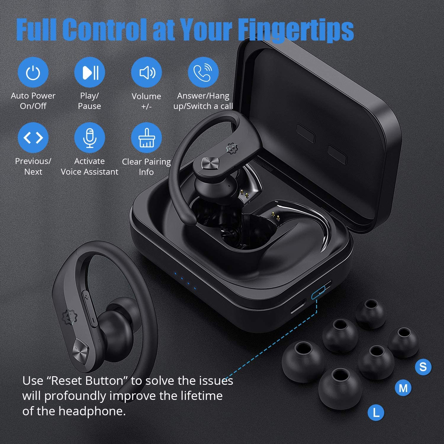 Wireless Headphones, WixGear Bluetooth 5.0 Sport Earbuds Hi-Fi Stereo Bass Sound 130H Playtime