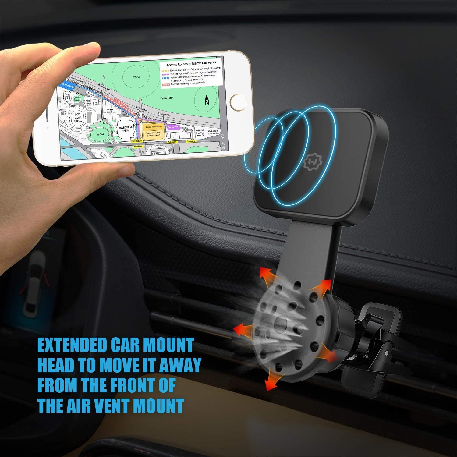 WixGear Universal Air Vent Twist Hole Magnetic Phone Holder for Car, for All Cell Phones