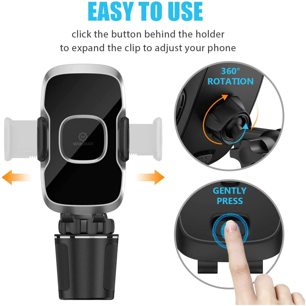 WixGear Cup Holder Phone Mount,Car Cup Holder Phone Mount Adjustable Automobile Cup Holder Smart Phone Cradle Car Mount