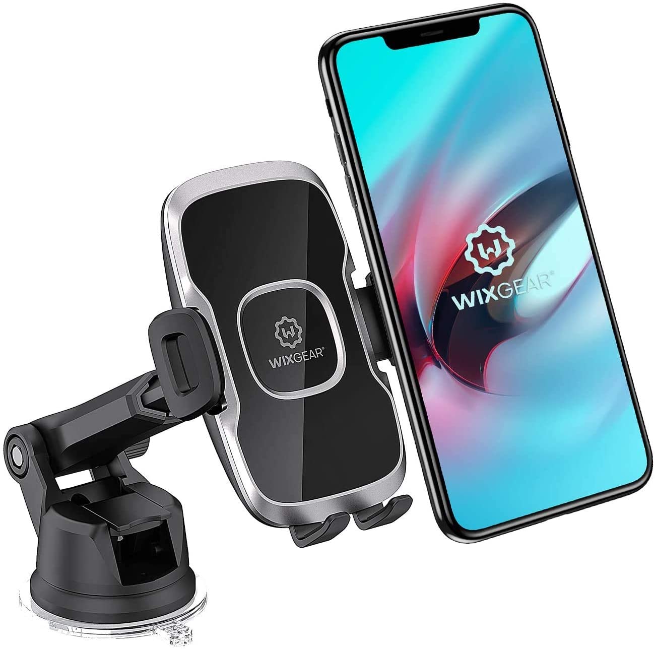 Phone Holder for Car, Wixgear Universal Dashboard Windshield Phone Car Suction Cup Mount Holder for Cell Phone 360 Degree Rotation