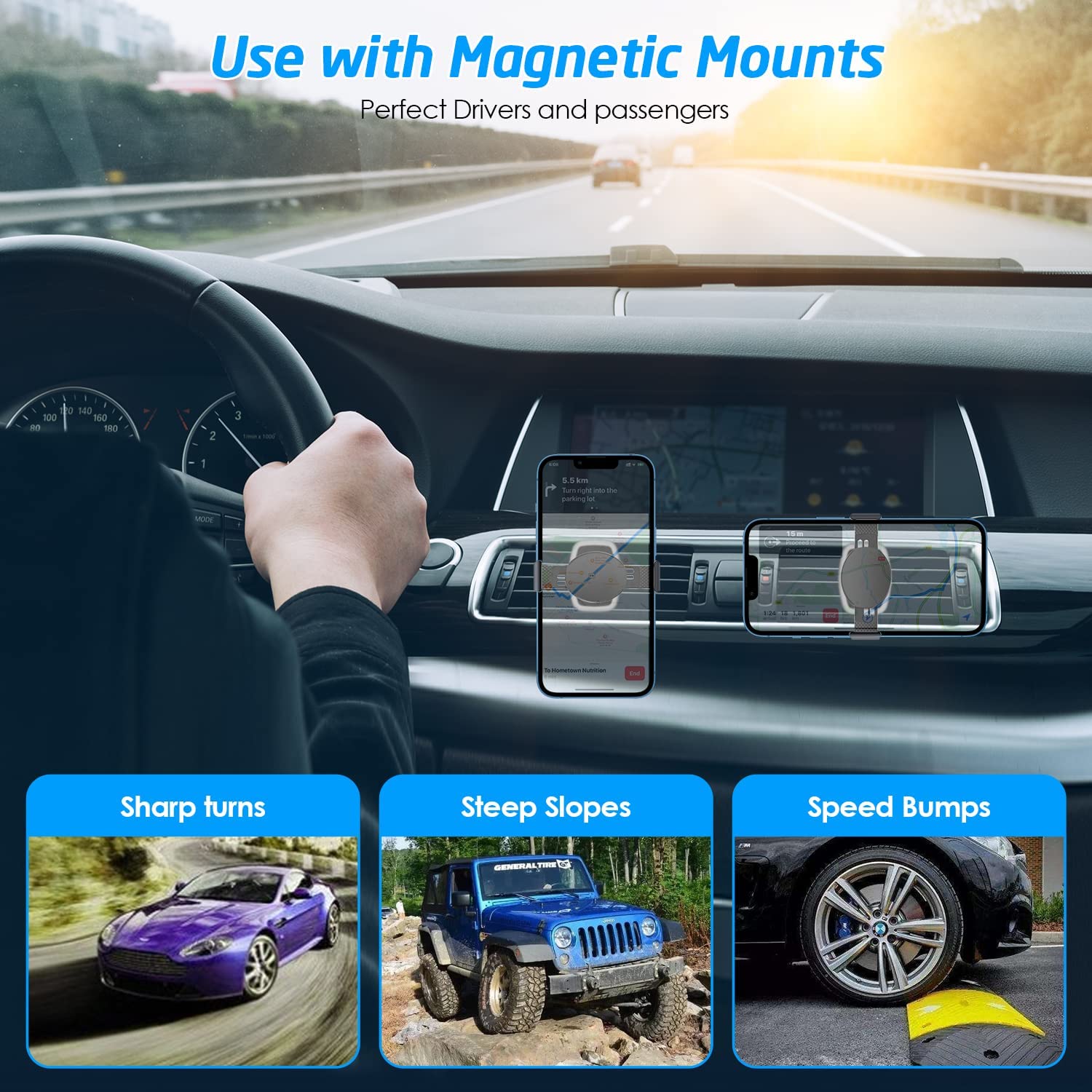 WixGear Metal Phone Clamp for Magnetic Car Mount [Clip and Remove at Anytime] Metal Phone Clip for All Magnet Car Holder