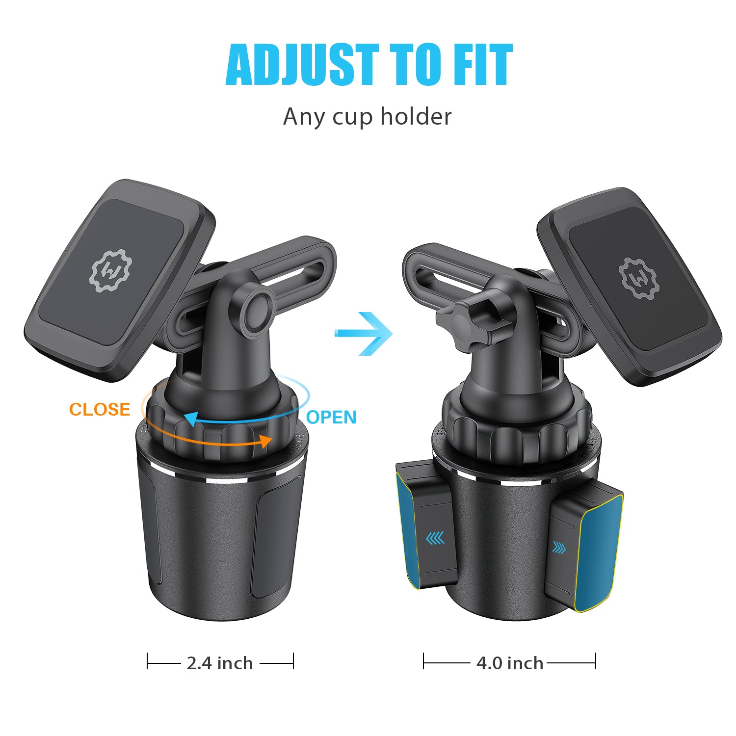 Magnetic Cup Holder Phone Mount, WixGear Extendable Arm Universal Car Cup Holder Adjustable Base