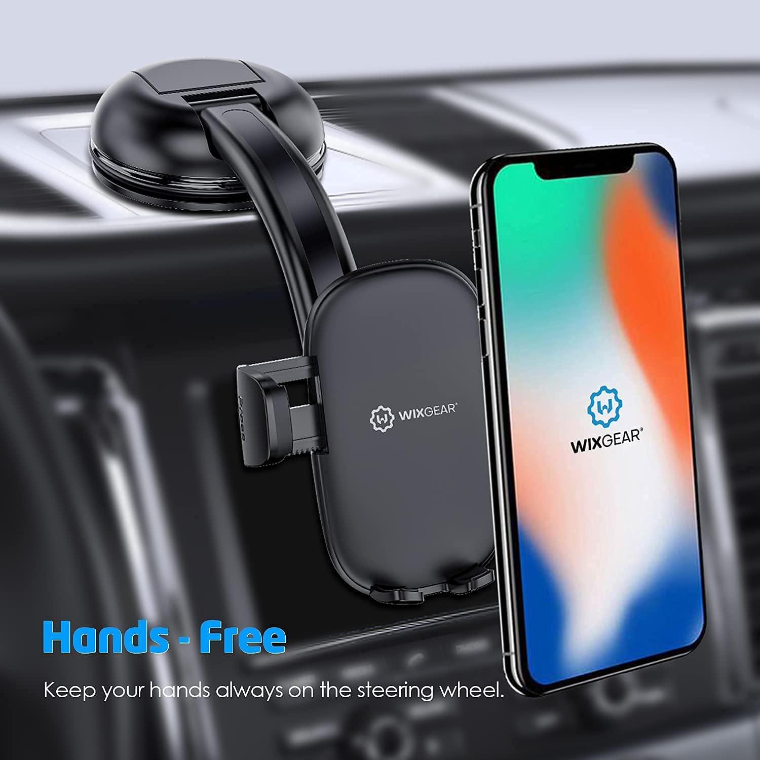 WixGear Universal Dashboard Curved Phone Car Suction Mount Holder for Car 360 Degree Rotation Compatible with All Phones