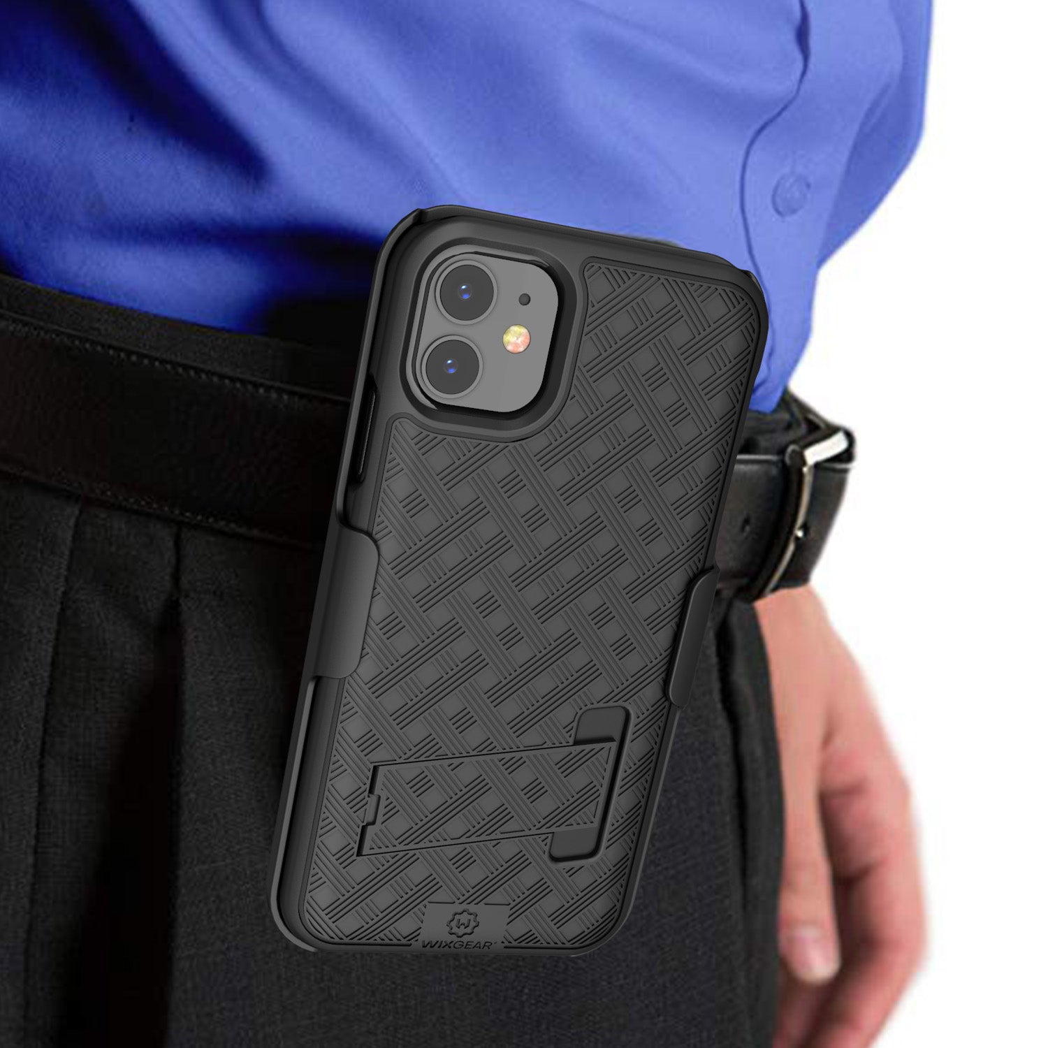 WixGear iPhone 11 Holster, Shell Holster Combo Case for Apple iPhone 11 with Stand and Belt Clip - Black
