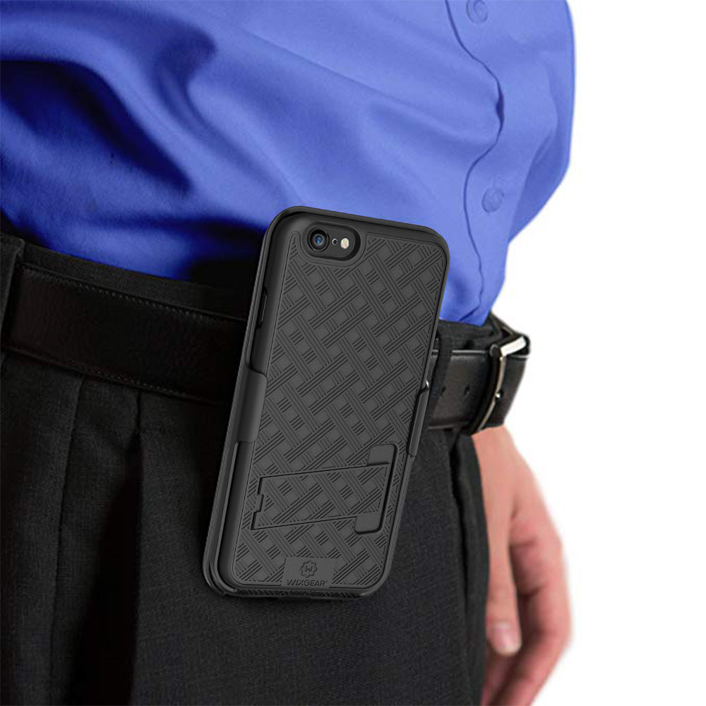 iPhone 6 Holster, WixGear Shell Holster Combo Case for Apple iPhone 6 4.7 Inch Screen With Stand and Belt Clip - Black